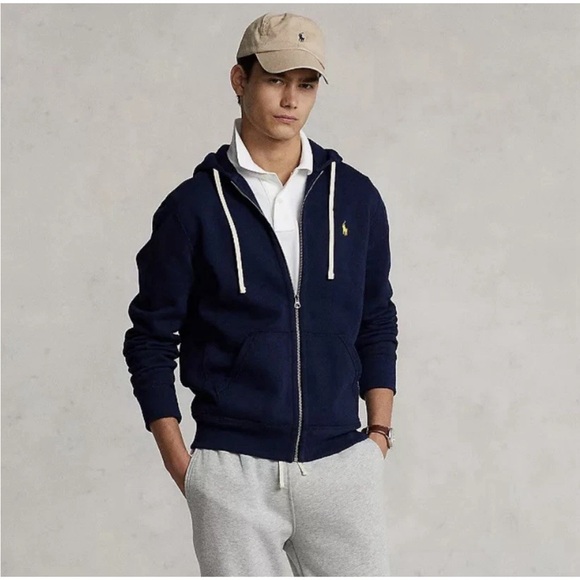 Ralph Lauren Other - Polo Ralph Lauren Waffle Lined Zip Hoodie Navy Yellow Pony 3XL Big Tall